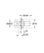 Grohe Bau Cosmopolitan Ankastre Stop Valf Hard Graphite – 19917A00 teknik çizim