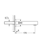 Grohe Eurocube Çıkış Ucu Brushed Hard Graphite - 13303AL0 teknik çizim