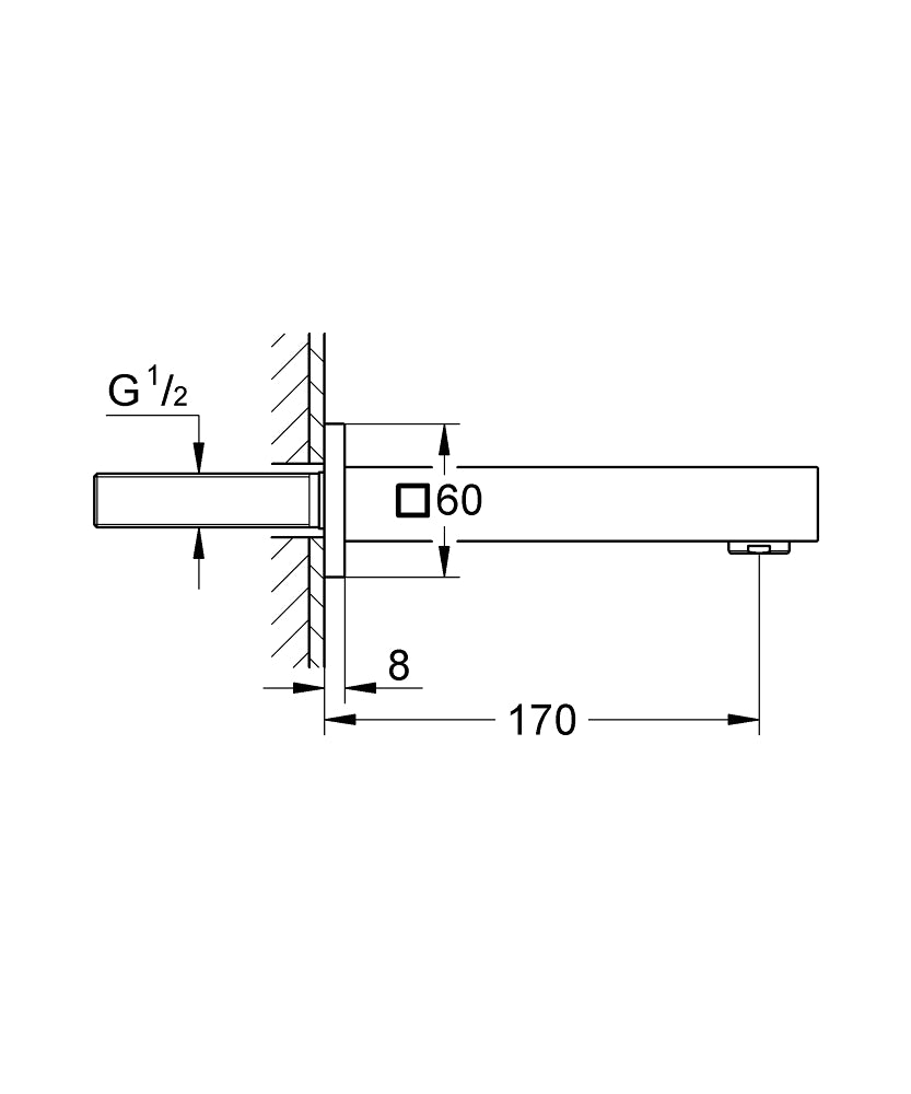 Grohe Eurocube Çıkış Ucu - 13303000 teknik çizim