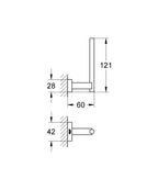 Grohe Essentials Cube Yedek Tuvalet Kağıtlığı Brushed Hard Graphite – 40623AL1 teknik çizim