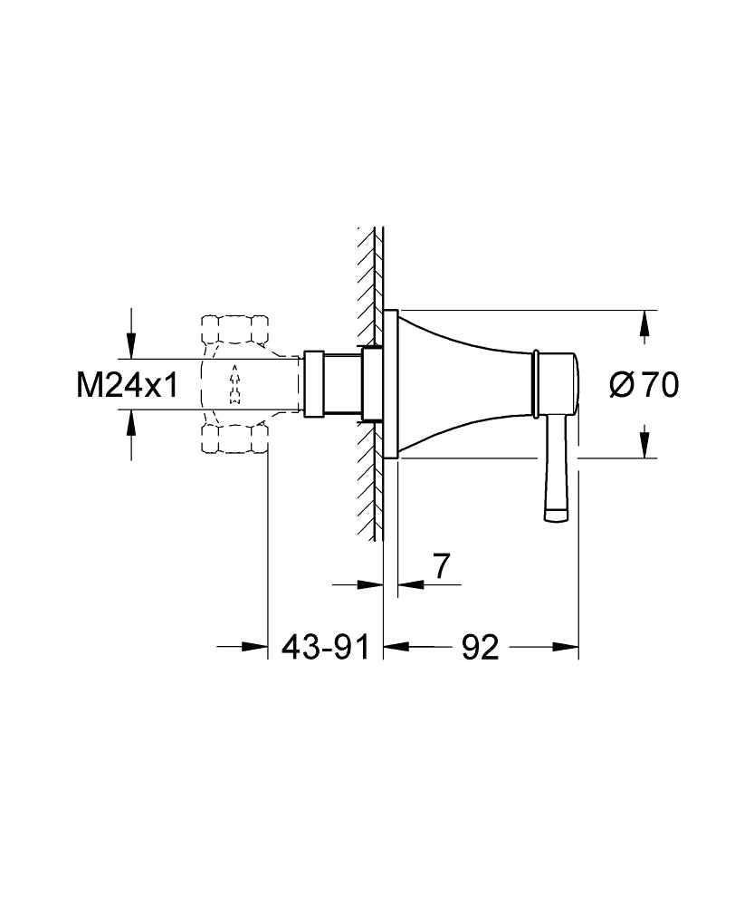 Grohe Ankastre Stop Valf Grandera Krom/Altın – 29420IG0 teknik çizim