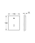 Grohe Fotoselli Ankastre Pisuar Valf Paneli Pilli Krom - 37324001 teknik çizim
