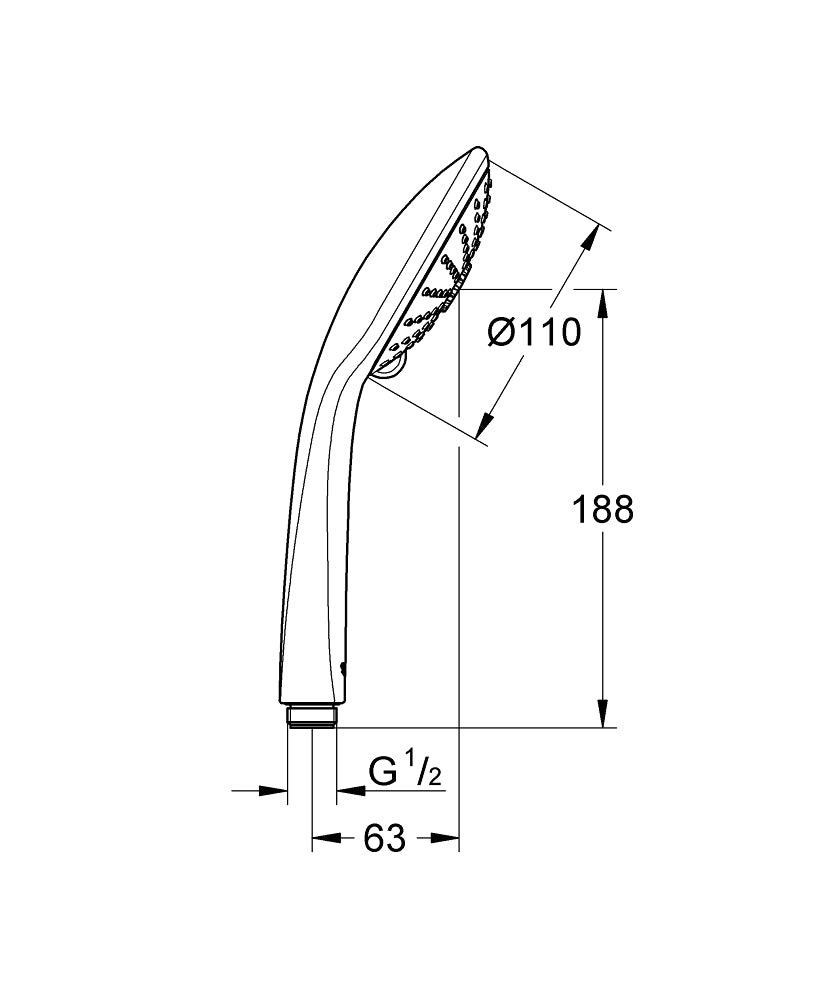 Grohe Euphoria El Duşu 3 Akışlı - 27221000 teknik çizim