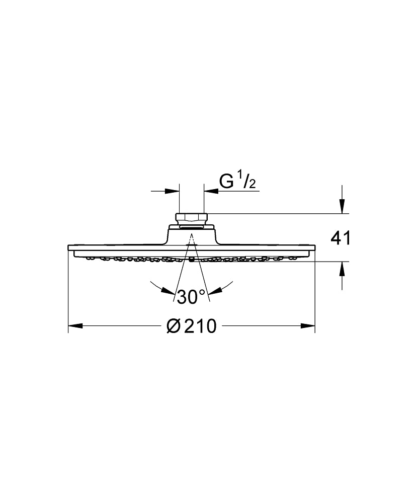 Grohe Rainshower® Cosmopolitan Tepe Duşu 21 cm - 2836800E teknik çizim