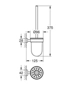 Grohe Essentials Cube Tuvalet Fırçalık Brushed Hard Graphite - 40513AL1 teknik çizim