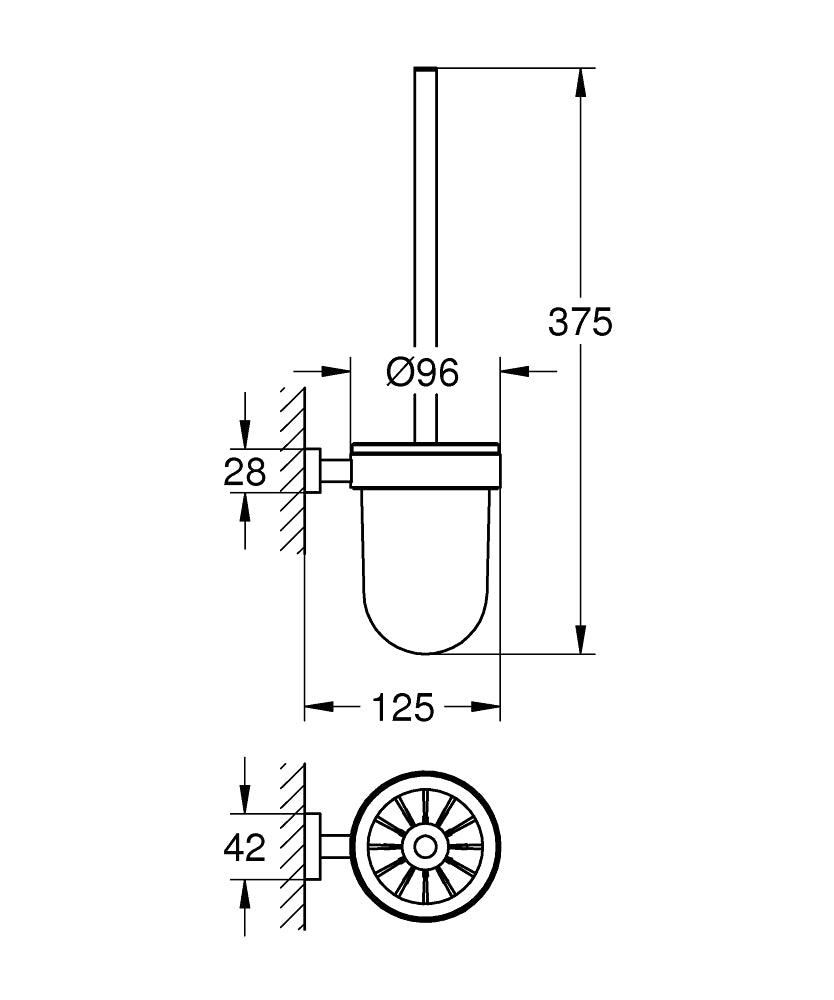 Grohe Eurocube Tuvalet Fırçası - 40513001 teknik çizim