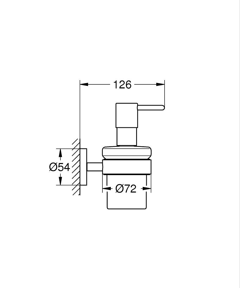 Grohe Sıvı Sabunluk Seti Essentials Super Steel - 40448DC1 teknik çizim