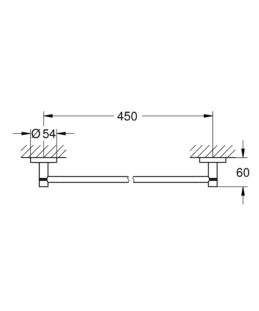 Grohe Uzun Havluluk 45 cm Essentials Brushed Cool Sunrise - 40688GN1 teknik çizim