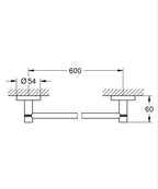 Grohe Uzun Havluluk 60 cm Essentials Hard Graphite - 40366A01 teknik çizim