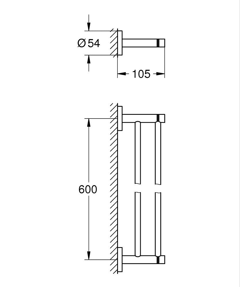Grohe EssentialsÇift havlu askısı teknik çizim
