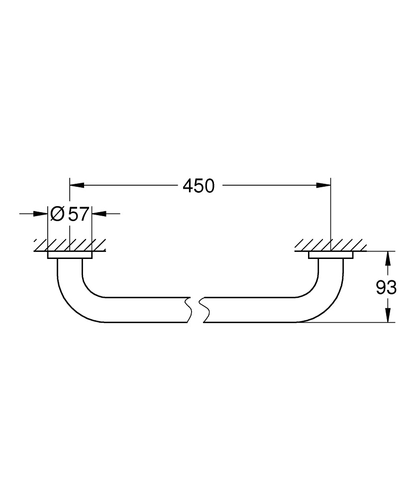 Grohe Tutunma Barı 45 cm Essentials Super Steel - 40793DC1 teknik çizim