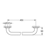 Grohe Tutunma Barı 45 cm Essentials Krom - 40793001 teknik çizim