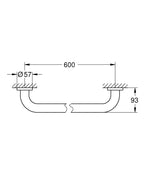 Grohe Tutunma Barı 60 cm Essentials Super Steel - 40794DC1 teknik çizim