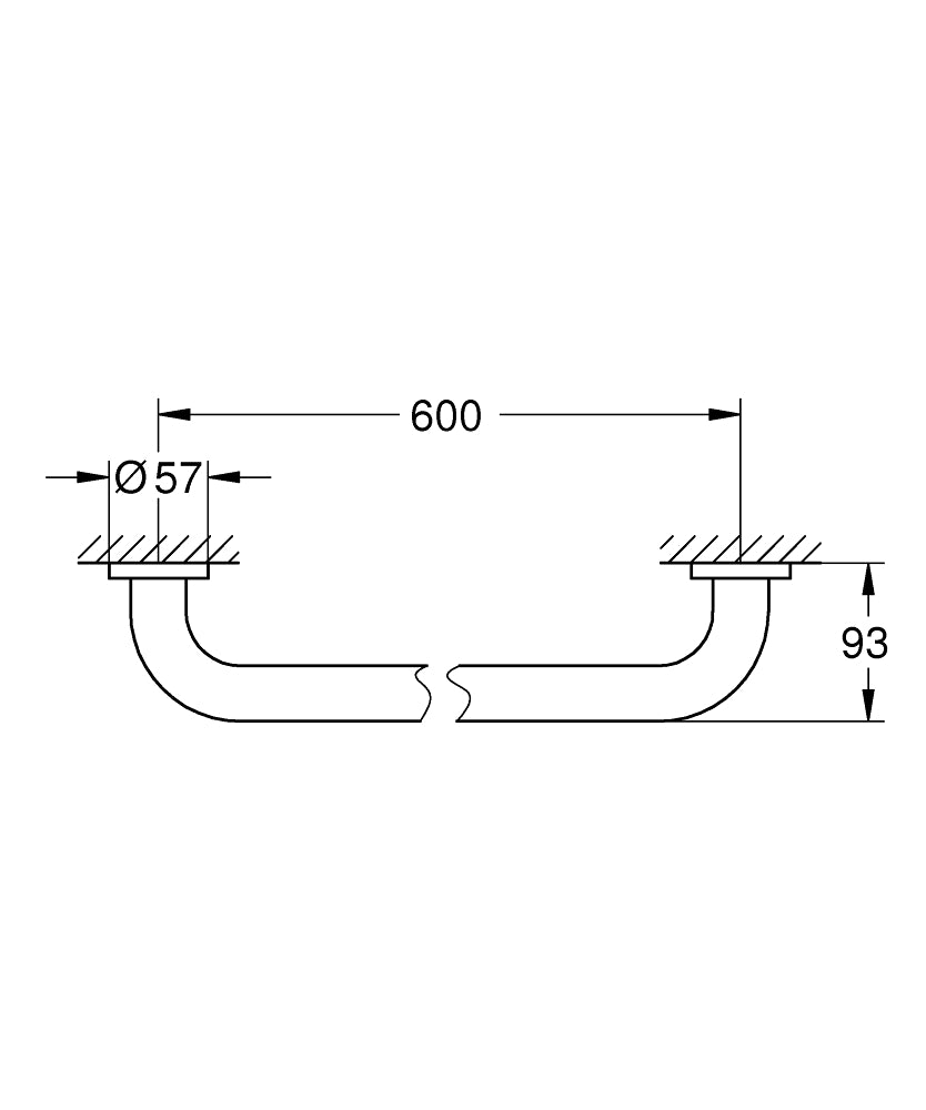 Grohe Essentials Tutunma Barı 600 Mm Krom 40794001 teknik çizim