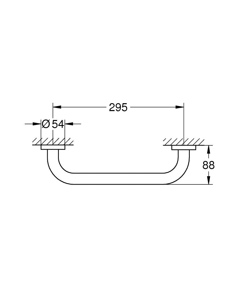 Grohe Tutunma Barı 35 cm Essentials Super Steel - 40421DC1 teknik çizim