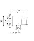 Grohe Euphoria Cube Askılı Duş Çıkış Dirseği 26370000 teknik çizim