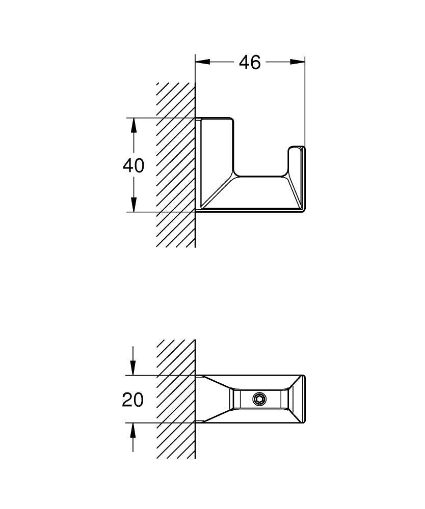 Grohe Selection Cube Bornoz Askılığı - 40782000 teknik çizim