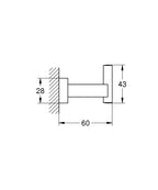 Grohe Eurocube Bornoz Askısı SuperSteel – 40511DC1 teknik çizim