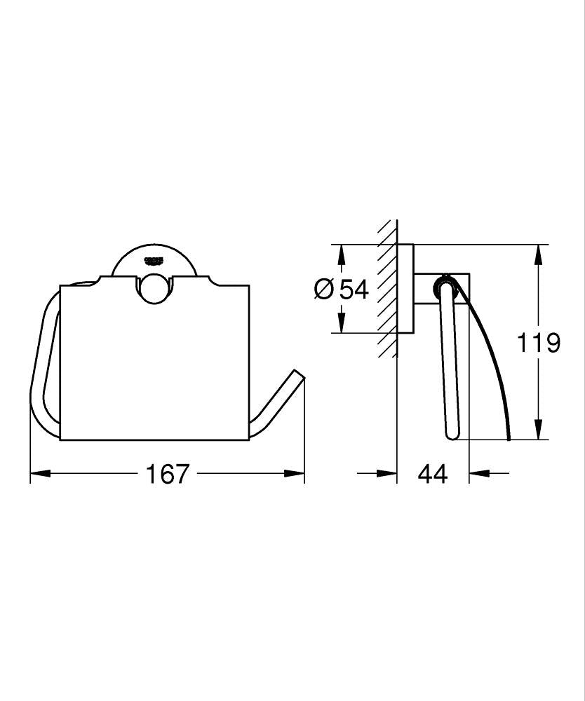 Grohe Tuvalet Kağıtlık Essentials Warm Sunset - 40367DA1 teknik çizim