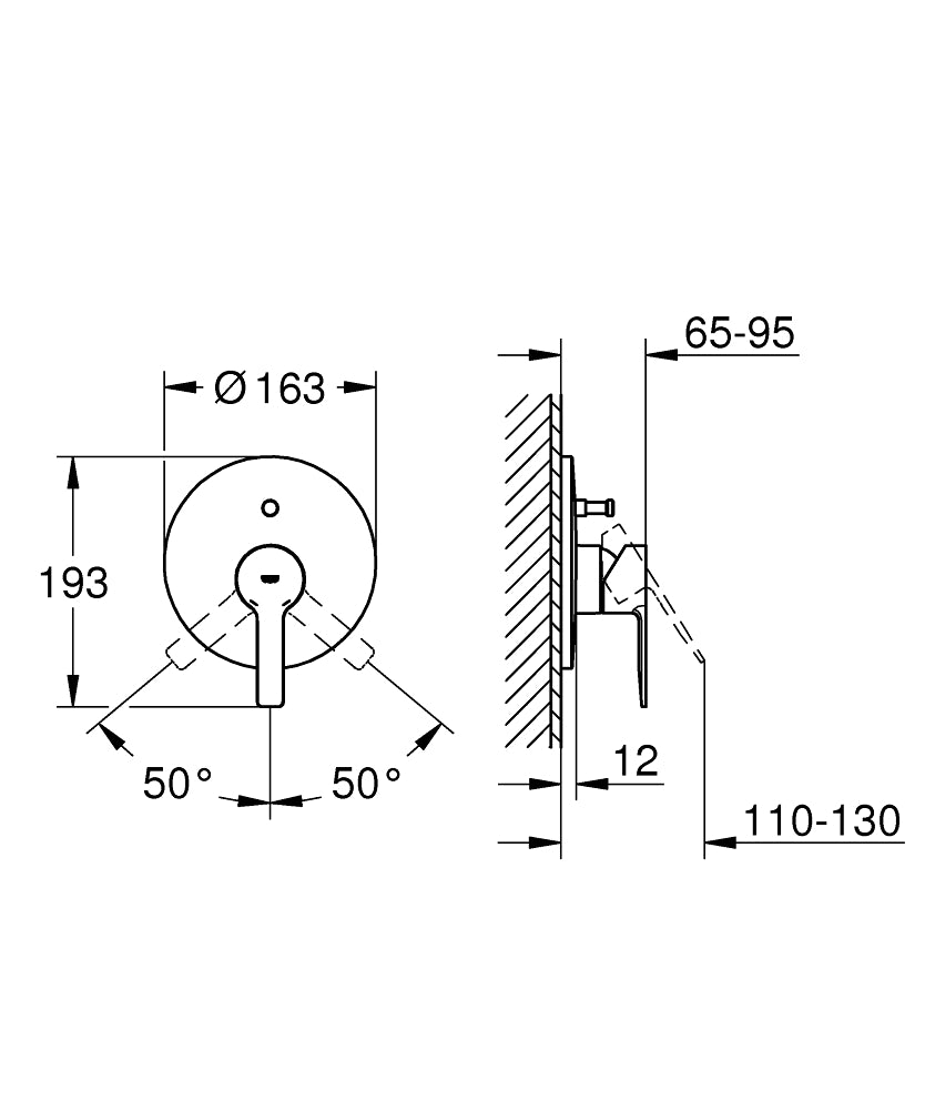 Grohe Lineare New Ankastre Banyo/Duş Bataryası - 19297001 teknik çizim