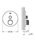 Grohe Grohtherm Smartcontrol Tek Valfli Akış Kontrollü, Ankastre Termostatik Duş Bataryası Brushed C teknik çizim