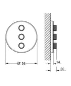 Grohe Grohtherm Smartcontrol Üç Noktadan Akış Kontrollü Kumanda Beyaz - 29152LS0 teknik çizim