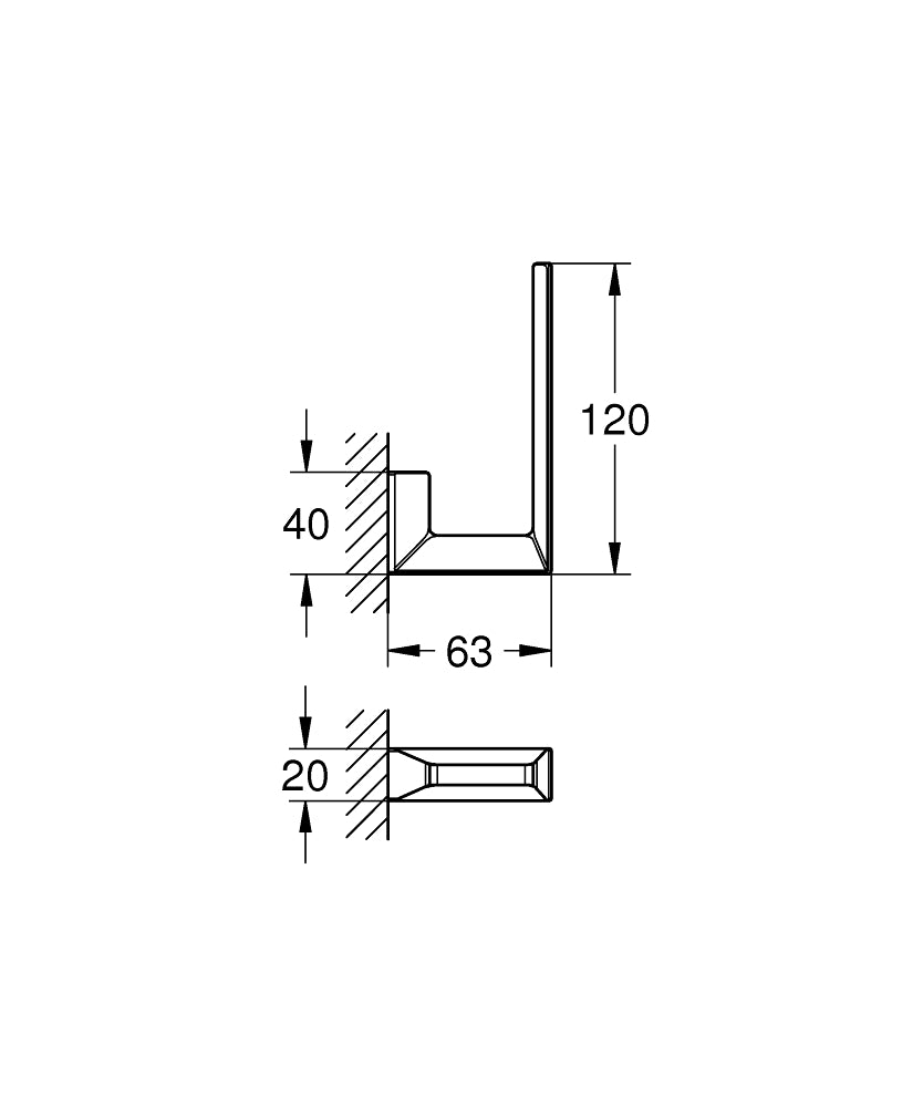 Grohe Selection Cube Yedek Tuvalet Kağıtlığı - 40784000 teknik çizim