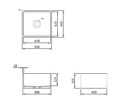 Bocchi Eviye Lavello 50 cm Parlak Beyaz Porselen