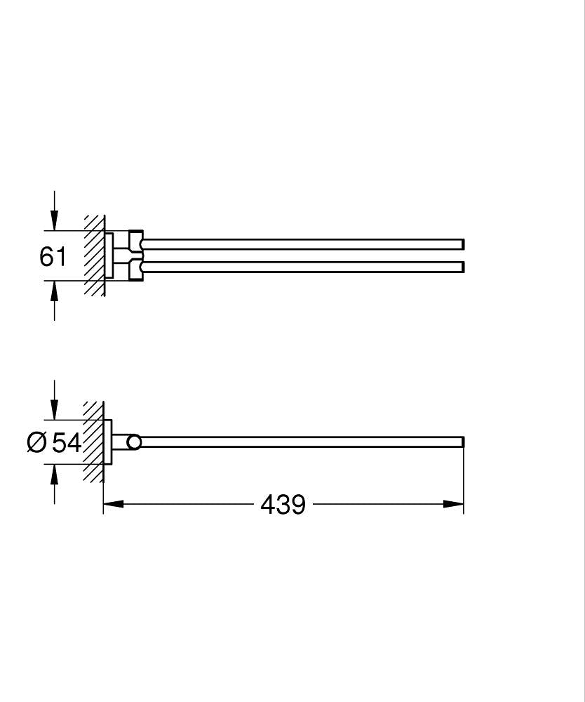 Grohe Havluluk İkili 44 cm Essentials Cool Sunrise - 40371GL1 teknik çizim