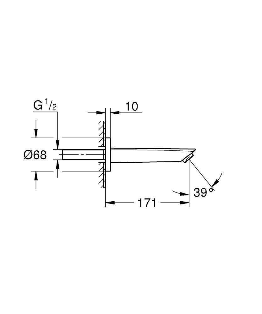 Grohe Eurosmart Çıkış Ucu 13448003 teknik çizim