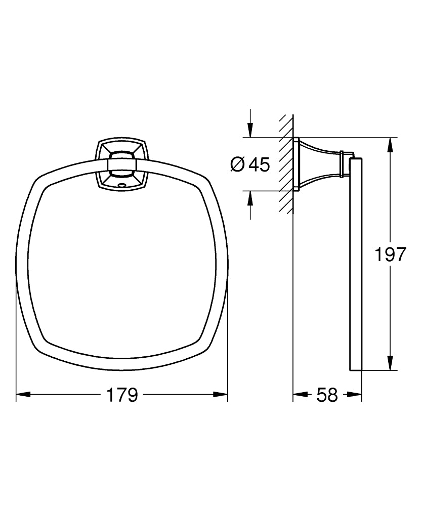 Grohe Halka Havluluk Grandera Krom/Altın – 40929IG0 teknik çizim