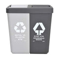 Motek Çöp Kutusu Geri Dönüşüm Metal-Plastik ve Evsel Atık 40+40 80 Litre İkili  55 x 35,5 x 59 cm