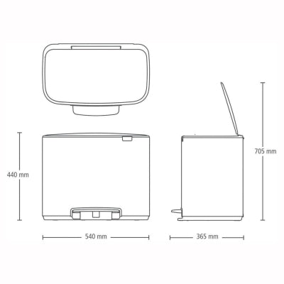 Brabantia Çöp Kutusu İki Bölmeli Kırmızı 11+23 Lt Bo Pedal Bin 121166