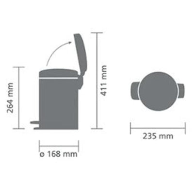 Brabantia Çöp Kutusu 3 litre Newicon Pedallı Mat Bej 149887