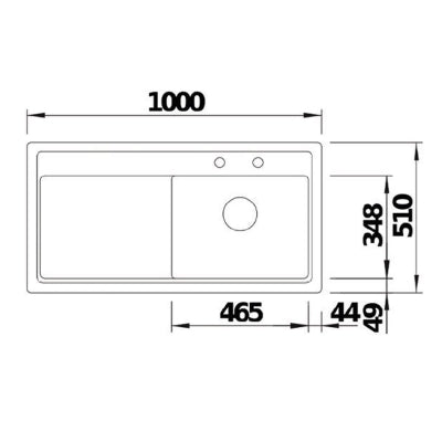 Nuevo Eviye Crea XL 6 S 100 x 51 cm Sol Damlalıklı Siyah Porselen 424166