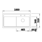 Nuevo Eviye Crea XL 6 S 100 x 51 cm Sol Damlalıklı Siyah Porselen 424166
