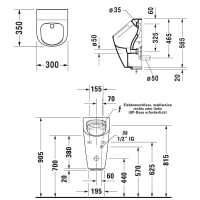 Duravit Pisuar ME by Starck Rimless Pilli2809310000