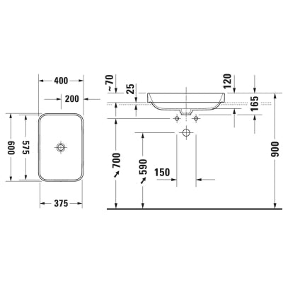 Duravit Lavabo Happy D.2 Plus 60 x 46 cm, Antrasit Mat 2360601300