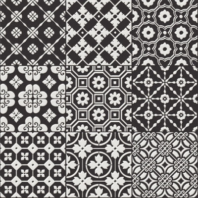 Unica Target Bon Ton White on Black Yer-Duvar Karosu 20 x 20 cm
