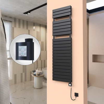 20H Elektrikli Havlupan 500x1772 Mat Siyah Ktx4 1000 Watt Spiral Kablolu