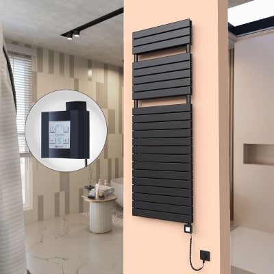 20H Elektrikli Havlupan 600x1772 Mat Siyah Ktx4 1000 Watt Spiral Kablolu