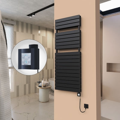 21H Elektrikli Havlupan 600x1550 Mat Siyah Ktx4 1000 Watt Spiral Kablolu