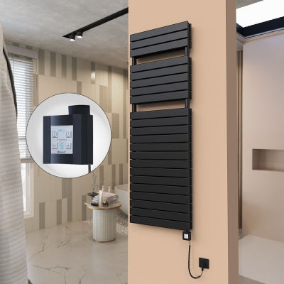 21H Elektrikli Havlupan 600x1772 Mat Siyah Ktx4 1000 Watt Spiral Kablolu