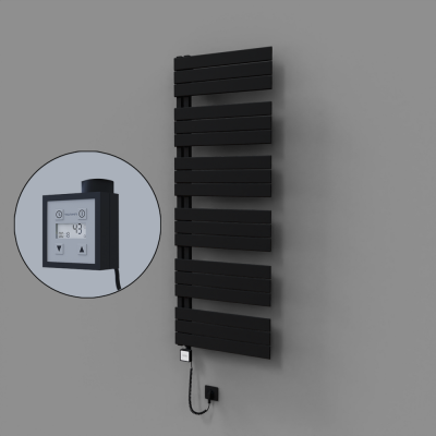 Sirius Dekoratif Elektrikli Havlupan 600x1640 Siyah (KTX3 Termostat) 1000W Spiral Kablolu