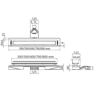 Evi Metal Duş Kanalı HighLine 50 lik Çıkışlı 60 cm Satine Yüzey