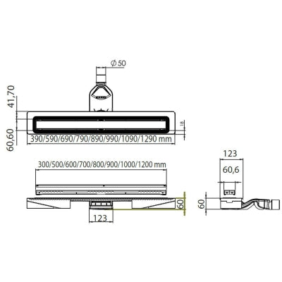 Evi Metal Duş Kanalı ProdiLine 50 lik Çıkışlı 50 cm Paslanmaz Çelik