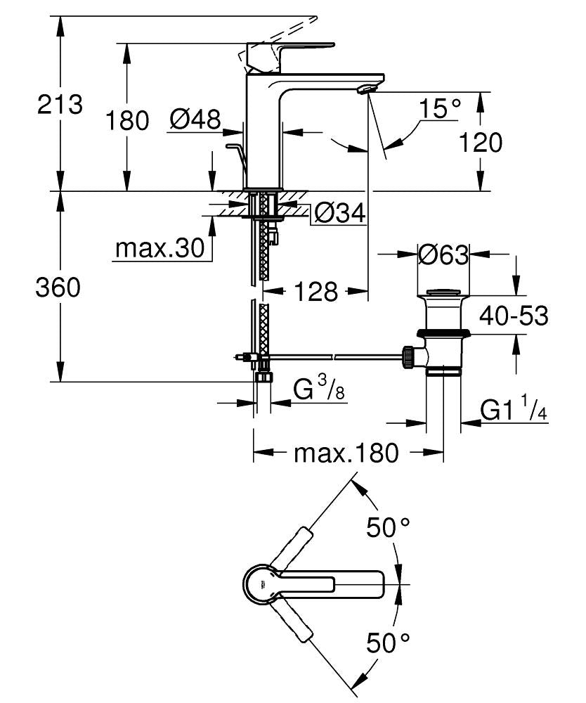 Grohe Lavabo Bataryası Lineare S-Boyut Krom Super Steel - 32114DC1