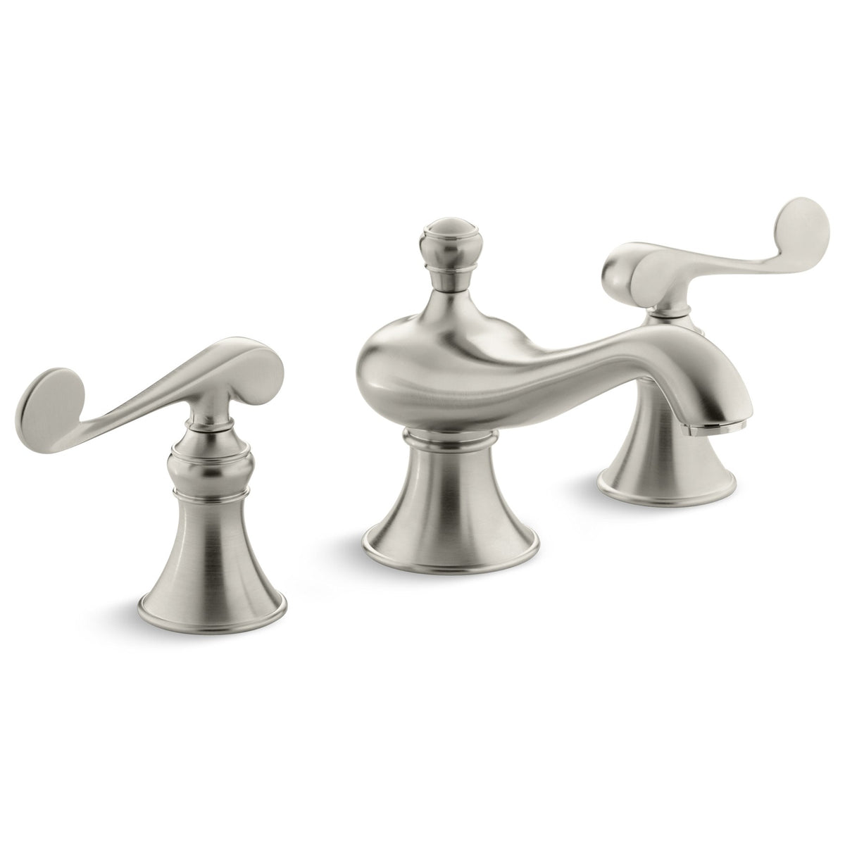 Kohler Lavabo Bataryası Revival Scroll Handle 3 Delikli Brushed Nikel