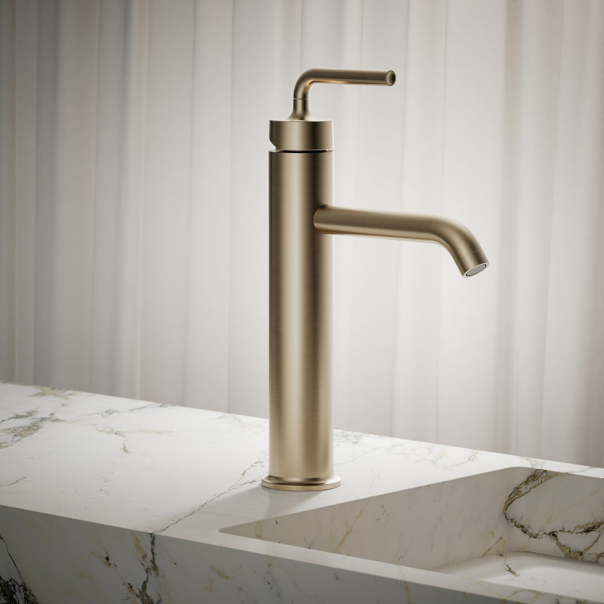 Kohler Lavabo Bataryası Çanak Purist, Brushed Bronze