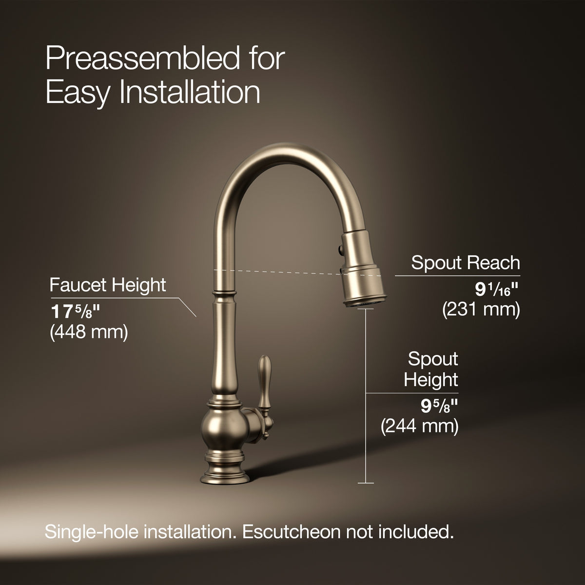 Kohler Eviye Bataryası Artifacts , Brushed Bronze